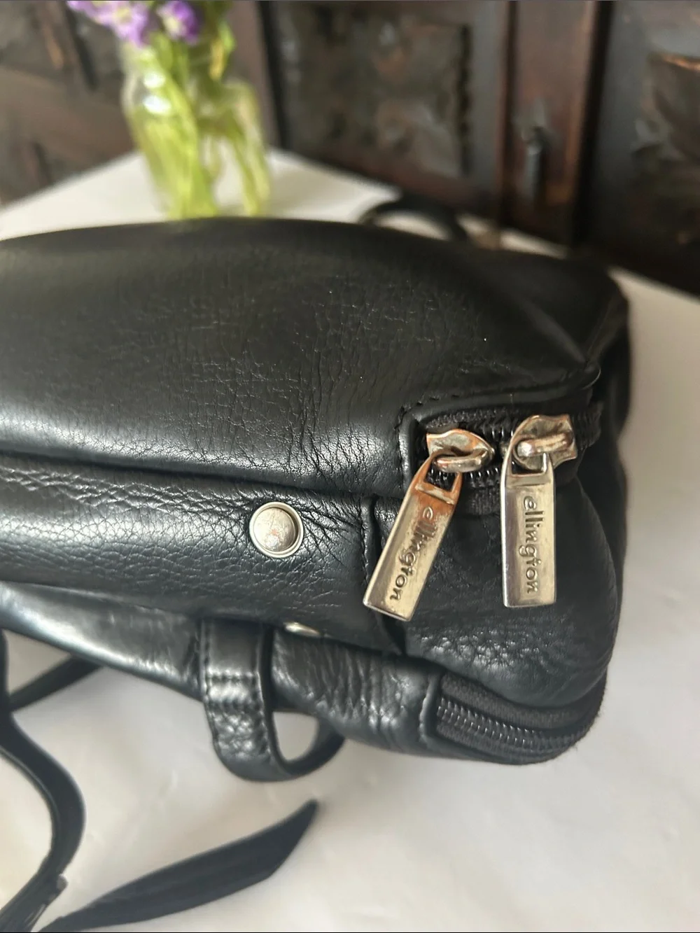 Ellington Black Leather Men's Backpack